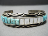 Native American Important Hallmark Ihmss Turquoise Sterling Silver Inlay Bracelet-Nativo Arts