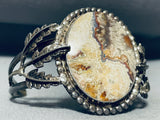 One Of The Most Unique Vintage Native American Navajo Sand Agate Sterling Silver Leaf Bracelet-Nativo Arts