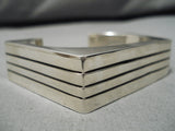 Amazing Vintage Native American Navajo Larry Kay Sterling Silver Bracelet-Nativo Arts