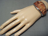 Huge Vintage Native American Navajo Emery Yazzie Shell Sterling Silver Bracelet-Nativo Arts