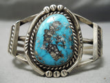 Opulent Vintage Native American Navajo Old Morenci Turquoise Sterling Silver Bracelet Old-Nativo Arts