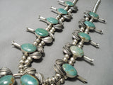 Green Turquoise Native American Sterling Silver Squash Blossom Necklace-Nativo Arts