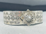 Exquisite Native American Navajo Sterling Silver Star Signed Bracelet-Nativo Arts