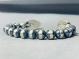 Very Unique Native American Navajo Turquoise Sterling Silver Bead Bracelet-Nativo Arts