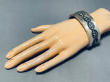 The Deepest Stamp Vintage Native American Navajo Heavy Sterling Silver Bracelet-Nativo Arts