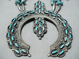So Unique Vintage Zuni Native American Navajo Turquoise Sterling Silver Squash Blossom Necklace-Nativo Arts