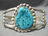 Incredible Vintage Native American Navajo Blue Turquoise Sterling Silver Bracelet Old-Nativo Arts