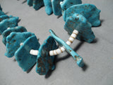 Astonishing Vintage Navajo Turquoise Slab Native American Heishi Necklace Old-Nativo Arts