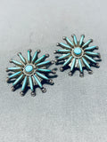 So Cute High Quality Vintage Native American Zuni Turquoise Sterling Silver Earrings-Nativo Arts