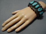 Heavy 121 Gram Vintage Native American Navajo Chunky Turquoise Sterling Silver Bracelet-Nativo Arts