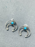 Amazing Native American Navajo Sleeping Beauty Turquoise Sterling Silver Earrings-Nativo Arts