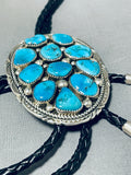 Fascinating Vintage Native American Navajo 11 Morenci Turquoise Sterling Silver Bolo-Nativo Arts