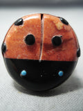 Beautiful Navajo Spiny Oyster Ladybug Sterling Silver Ring Native American-Nativo Arts
