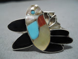 Wonderful Vintage Zuni Native American Sterling Silver Hummingbrd Turquoise Ring-Nativo Arts