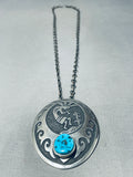 Authentic Thomas Singer Vintage Native American Navajo Turquoise Sterling Silver Necklace-Nativo Arts