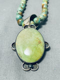 Hypnotic Vintage Native American Navajo Royston Turquoise Sterling Silver Necklace-Nativo Arts