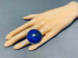 Fascinating Mega Native American Navajo Lapis Sterling Silver Ring-Nativo Arts
