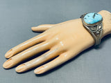 Colossal Vintage Native American Navajo Godber Turquoise Sterling Silver Huge Bracelet-Nativo Arts