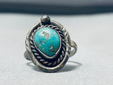 Outstanding Vintage Native American Navajo Green Kingman Turquoise Sterling Silver Ring-Nativo Arts