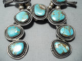 Women's Vintage Native American Navajo Turquoise Sterling Silver Squash Blossom Necklace-Nativo Arts