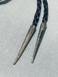 Native American History Arizona Vintage Navajo Lone Mountain Turquoise Sterling Silver Bolo Tie-Nativo Arts