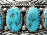 Amazing Vintage Native American Navajo Kingman Turquoise Sterling Silver Bracelet Old-Nativo Arts