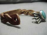 Very Rare Vintage Native American Navajo Sterling Silver Concho Leather Bracelet-Nativo Arts