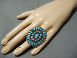 One Of Best Ever Vintage Native American Navajo Turquoise Cluster Sterling Silver Ring-Nativo Arts