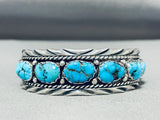 Gorgeous Vintage Native American Navajo 11 Kingman Turquoise Sterling Silver Bracelet-Nativo Arts