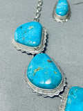 Best Native American Navajo Carlin Turquoise Sterling Silver Necklace Earring Set-Nativo Arts