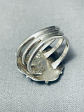 Unique Hallmark Vintage Native American Navajo Turquoise Sterling Silver Leaf Ring-Nativo Arts