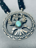 Chunky Onyx Vintage Native American Navajo Turquoise Sterling Silver Necklace-Nativo Arts