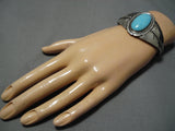 Magnificent Vintage Native American Navajo Easter Blue Turquoise Sterling Silver Bracelet-Nativo Arts