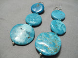 Rare 3 Tier Vintage Native American Navajo Carico Lake Turquoise Sterling Silver Earrings-Nativo Arts
