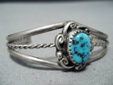 Rare Vintage Native American Navajo Sleeping Beauty Turquoise Sterling Silver Baby Bracelet Old-Nativo Arts