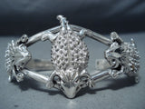 Whimsical Navajo Sterling Silver Southwestern Toad Bracelet Native American-Nativo Arts