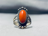Fabulous Vintage Native American Zuni Coral Sterling Silver Ring-Nativo Arts