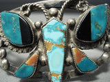 Finest Early Vintage Native American Zuni Turquoise Sterling Silver Butterfly Bracelet-Nativo Arts