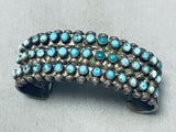 Opulent Vintage Native American Zuni Turquoise Snake Eyes Sterling Silver Bracelet Old-Nativo Arts