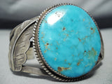 Signed Huge Bird's Eye Turquoise Vintage Native American Navajo Sterling Silver Bracelet-Nativo Arts
