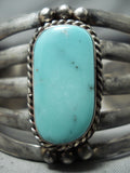 Marvelous Vintage Native American Navajo Pilot Mountain Turquoise Sterling Silver Bracelet-Nativo Arts