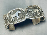 Very Intricate Work Native American Navajo Sterling Silver Horse Bracelet-Nativo Arts