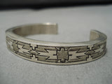 Intricate!! Vintage Native American Navajo Geometric Sterling Silver Bracelet-Nativo Arts