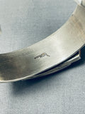 Native American Zuni Picasso Style Vintage Turquoise Inlay Sterling Silver Bracelet-Nativo Arts