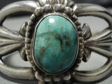 Striking Vintage Zuni Native American Green Turquoise Sterling Silver Bracelet-Nativo Arts