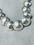 Extremely Rare Half Bead Signed Vintage Native American Navajo Sterling Silver Necklace-Nativo Arts