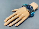 Important Vintage Native American Zuni Sleeping Beauty Turquoise Sterling Silver Watch Bracelet-Nativo Arts