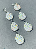 Gorgeous Native American Navajo Synth Opal Sterling Silver Dangle Earrings-Nativo Arts