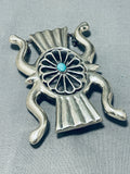 Heavy 102 Gram Vintage Native American Navajo Turquoise Sterling Silver Buckle Old-Nativo Arts