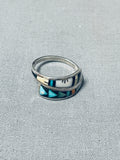 Unique Vintage Native American Navajo Inlay Turquoise Mother Of Pearl Sterling Silver Wrap Ring-Nativo Arts
